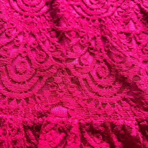 Genuine Kids by Oshkosh Toddler Girl Bright Pink Lace Peplum Top Size 3t - Picture 2 of 4